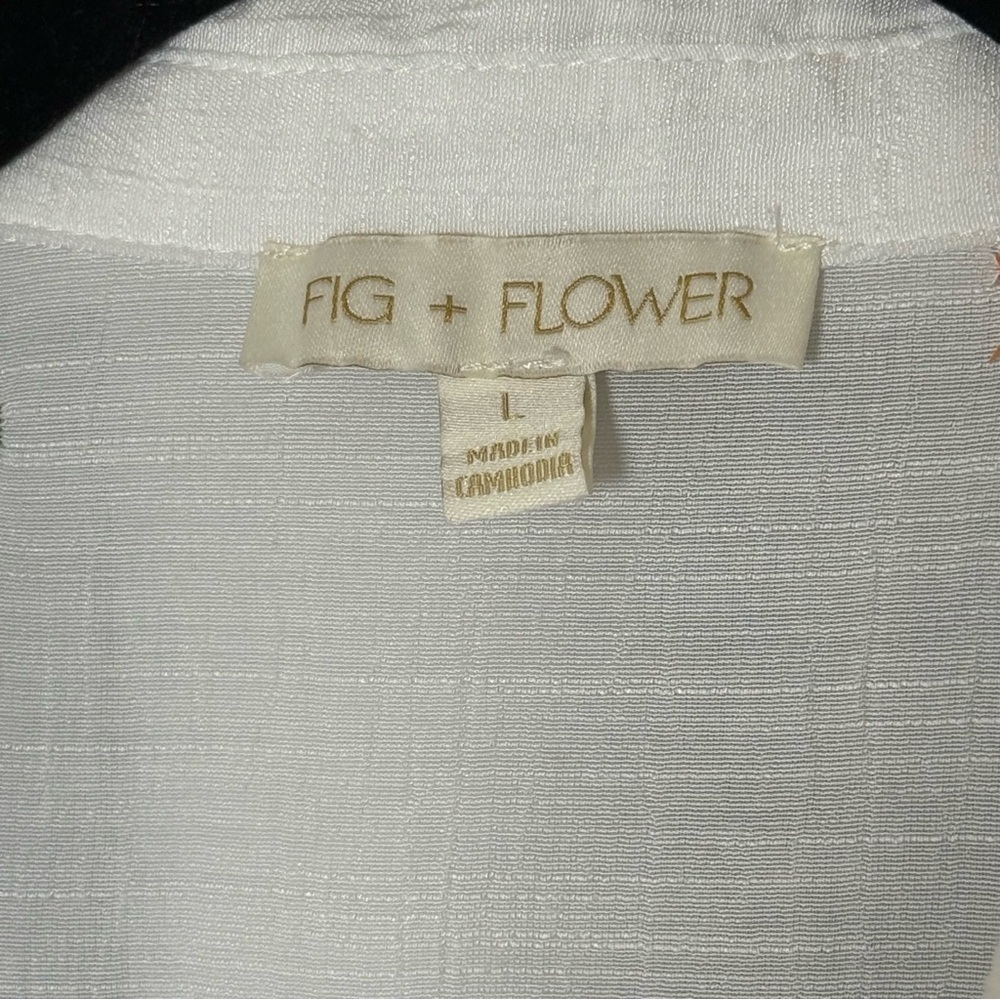 Fig + Flower Novelty Cocktail Embroidered Button Front Shirt Large - Picture 2 of 13